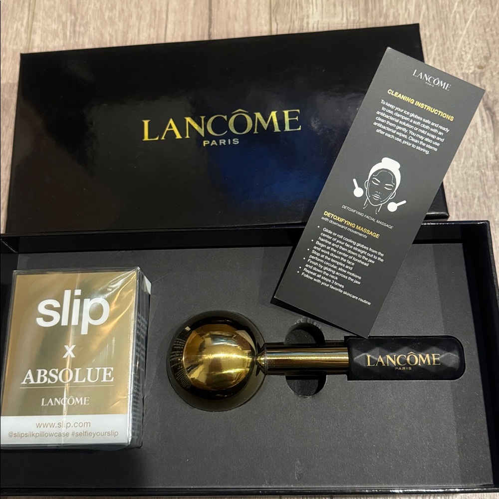 Lancome Absolue X Slip Silk Scrunchies Facial Cooling Globe Massager Set